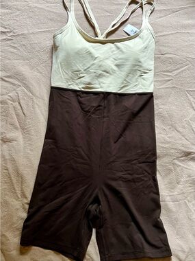 Old Navy Cream and Brown Athletic One-Piece